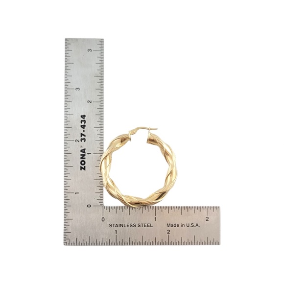 Estate 14k Gold Twisted Hoop Earrings - Picture 4 of 6